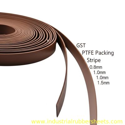 Brown PTFE Guide Stripe Tape (GST) with 60%PTFE + 40%bronze for High Temperature -60°C to +260°C and Low Friction Coefficient<0.04